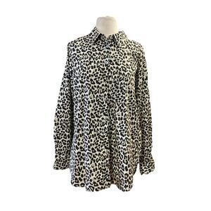 Anthropologie Maeve The Bennett Buttondown Shirt Sz L NWT Leopard Oversized $108